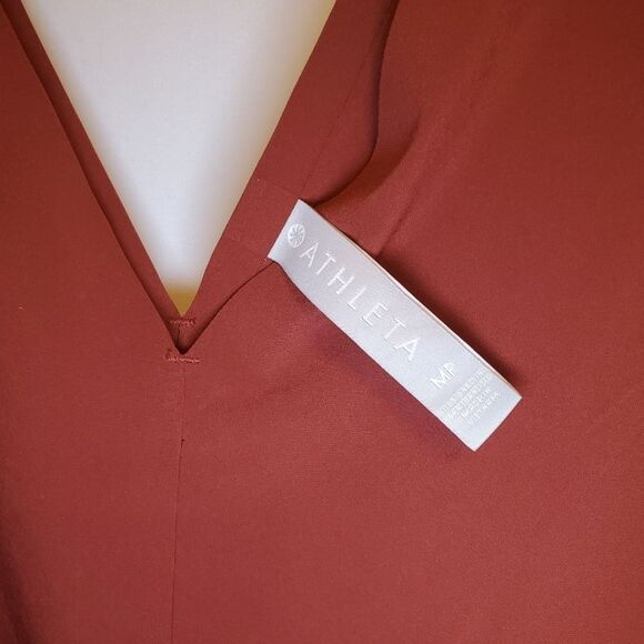 Athleta Women's Jumpsuit Medium Petite Burgundy Sarasota Wide Leg Sleeveless - Picture 8 of 15